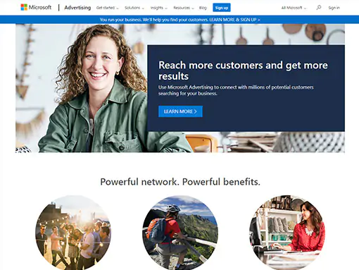 Microsoft Advertising website